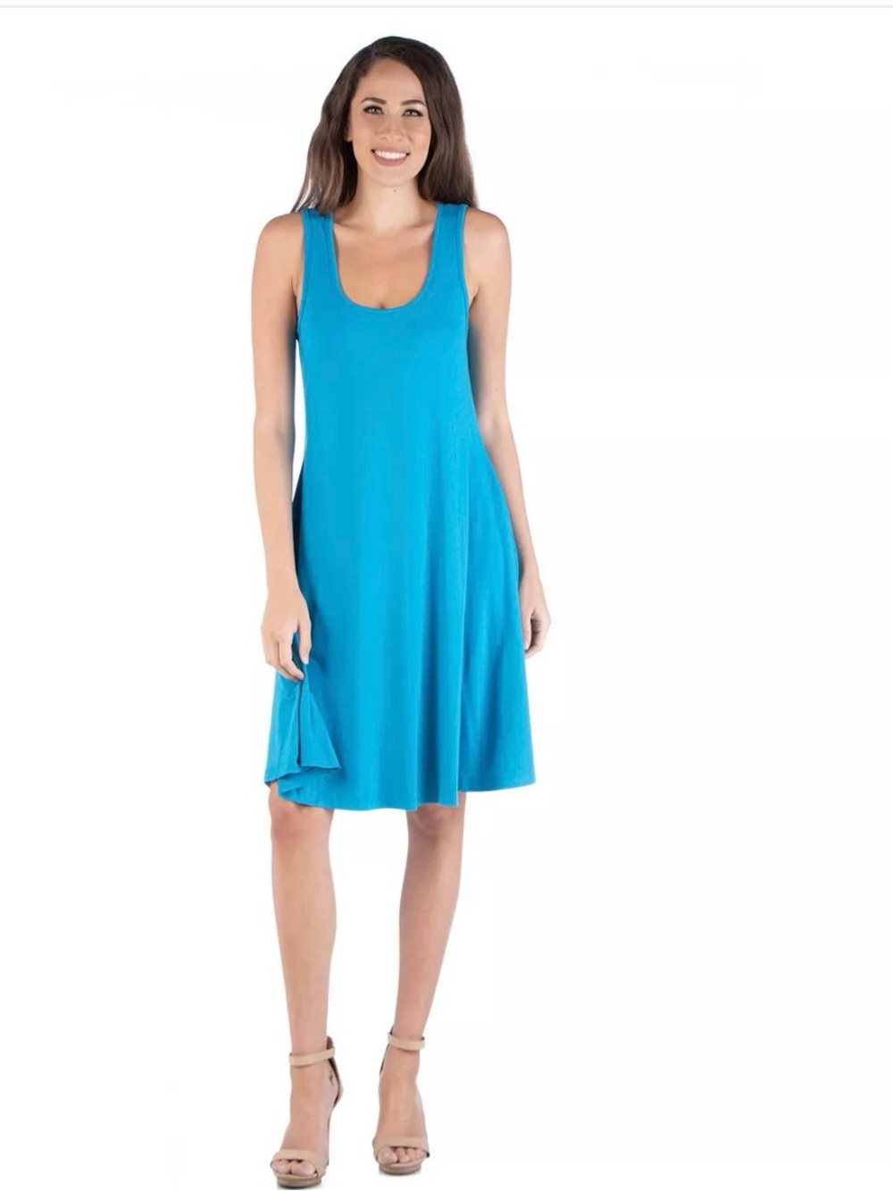 24Seven Women's 24seven Comfort Apparel Sleeveless A-Line Fit and Flare Dress